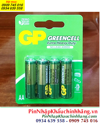 GP GreenCell 15G-U4 _Pin tiểu AA 1.5v GP GreenCell 15G-U4 Extra Heavy Duty chính hãng _Vỉ 4viên